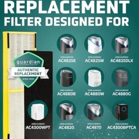 Resim Germ FLT48254PK Germguardian FLT4825 Hepa Yedek Filtre B, AC4825E, AC4300BPTCA, AC4850PT, AC4900CA, CDAP4500BCA, CDAP4500WCA Hava Temizleyici, 4 Adet, Gri, Siyah 