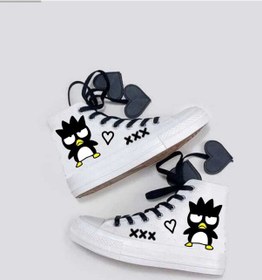 Resim Tatlı Cutıe Bads Baskılı Sneaker Spor Ayakkabı Özel Kalp Bağcıklı Beyaz 