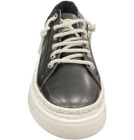 Resim Ventes 8392589z İç Dış Hakiki Deri Ortopedik Taş Detaylı Parlak Bağcıklı Günlük Şık Kadın Casual Ayakkabı Siyah 