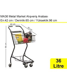Resim Akdenizpos MA36 Şarküteri ve Kuruyemiş Metal Market Arabası 36 Litre Füme 