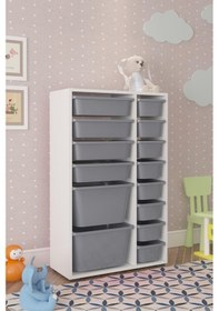 Resim Pratico Çok Amaçlı Oyuncak Dolabı Gri 2D4K8U Gri 