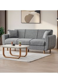 Resim Flavia 3'lü Kanepe Salon, Oturma Odası Yataklı Bazalı Gri 