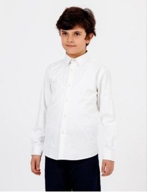 Resim Zekids Çocuk Klasik Beyaz Uzun Kollu Gömlek-15783 Beyaz 