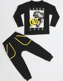 Resim Out Dino Siyah Baggy Pantolon + T-shirt Takım-siyah Siyah 