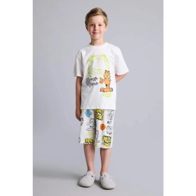 Resim DeFacto Garfield Lisanslı Regular Fit 2'li Beyaz Pijama Takımı Erkek Çocuk H8146A826HS 