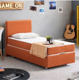 Resim Luka Tek Kişilik Baza Başlık Orthosoft Yatak Seti - Turuncu 120 x 200 CM 