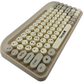 Resim TeknoKapsül Saywin Bluetooth Klavye Renkli Kablosuz Klavye Daktilo Görünümlü Tuş Tasarımı Şık Kullanış 
