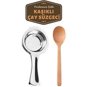 Resim shopwave Homecare Paslanmaz Metal Çay Süzgeci Ahşap Kaşık Seti 