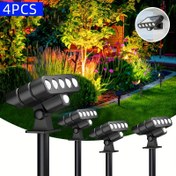 Resim 4 Adet Güneş Enerjili Dış Mekan Spot Lambası, Ayarlanabilir Otomatik Açma/Kapama Bayrak Işıklı Bahçe LED Aydınlatması, Bahçeler, Havuzlar ve Avlular İçin Uygun (Sıcak Işık/Soğuk Işık) 