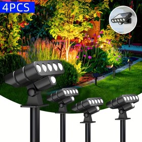 Resim 4 Adet Güneş Enerjili Dış Mekan Spot Lambası, Ayarlanabilir Otomatik Açma/Kapama Bayrak Işıklı Bahçe LED Aydınlatması, Bahçeler, Havuzlar ve Avlular İçin Uygun (Sıcak Işık/Soğuk Işık) 