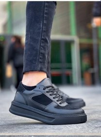 Resim Kb-x8 Kuback Siyah Cilt Siyah Süet Detaylı Siyah Yüksek Taban Günlük Spor Ayakkabı Siyah1 