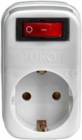 Resim UFO Tekli Akım Korumalı Anahtarlı Priz 16A 250V, Max 3500W Aşırı Yük Koruması (Beyaz) 