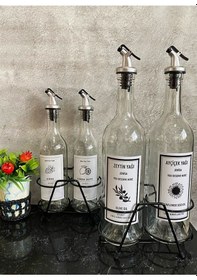 Resim 2li Standlı 750 Ml Yağlık 2li 375 Ml Sirkelik Limonluk Mutfak Yağ 