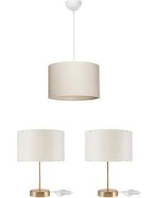 Resim Genel Markalar Ela Yatak Odası Set - Krem Sarkıt + 2 Gold Abajur 