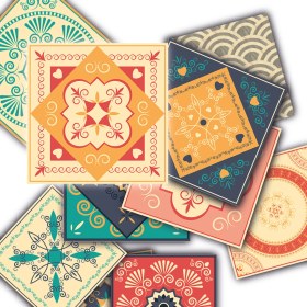 Resim Tink Kendinden Yapışkanlı Mandala Desenli Pvc Karo 10 x 10 cm 20'li Paket 