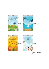 Resim Decorita Okul | Cam Pano | 4'Lü Set Mevsimler | 20Cm X 30Cm 