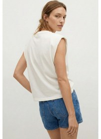 Resim Elemge %100 Pamuk Süprem Tok Kumaş Kadın Oversize Ekru T-shirt Geniş Omuzlu Dökümlü Kolsuz Bol Kalıp 