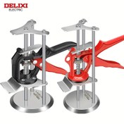 Resim DELIXI ECECTRIC Elektrikli Fayans Kaldırıcı - Dayanıklı Tek Sütun Yükseklik Ayarlayıcı, Güçlendirilmiş Çelik Taban, Porselen Konumlandırma Krikosu & Kolu, Kırmızı & Gümüş 