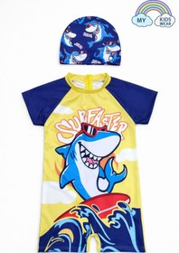Resim My Kids Wear Erkek Çocuk Boneli Fermuarlı Çocuk Plaj Mayosu 2-8 Yaş 12555 