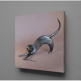 Resim Kedi Kanvas Tablo 130x130cm 