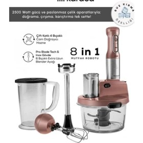 Resim Karaca Sebze, Et ve Meyve Dilimle Doğra Karıştır Rendele Çırp Smoothie Yap 6 Bıçaklı 2500W Yüksek Güçlü Premium Mutfak Robotu & Blendır Inox 