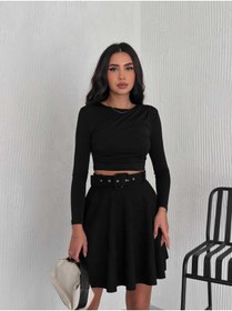 Resim Zula Moda KLOŞ MİNİ ETEK KEMER DETAYLI 