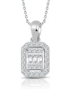 Resim Modern Tasarım 0.30 Ct Baget Kare Tektaş Kolye 