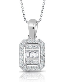 Resim Modern Tasarım 0.30 Ct Baget Kare Tektaş Kolye 