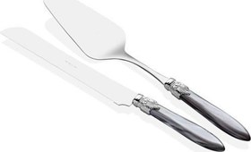 Resim LAURA GRİ RENK GÜMÜŞ TOKA 2 PARÇA PASTA SETİ 