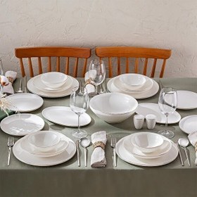 Resim Emsan Alya 53 Parça 12 Kişilik New Bone Yuvarlak Yemek Takımı - Beyaz Gold 