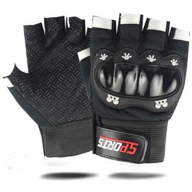 Resim Çocuklar İçin Koruma Destekli Unisex Yarım Parmak Scooter Bisiklet Eldiveni 