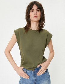 Resim Koton Bisiklet Yaka Tişört Slim Fit Kısa Kollu Haki 4sak50148ek Haki 