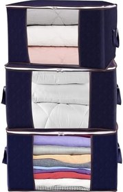 Resim 3 Adet Pencereli Lacivert Büyük Boy Yastık Yorgan Kazak Hurcu / 75x40x40 