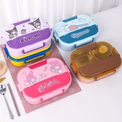 Resim Sanrio 304 Paslanmaz Çelik Bölünmüş Öğle Kutusu - Karikatür Tasarımı ile Taşınabilir Bento Kutusu, İzole Edilmiş ve Taze Tutulan, Kaşık ve Çatal Dahil, Öğrenciler, Ofis, Okul, Kamp, Piknikler, Açık Hava Kullanımı için İdeal, Öğrenci Yemek Konteyneri, Eğlenceli Yemek Saati Ekipmanı, Dayanıklı Plastik İç Mekan, Okula Dönüş 