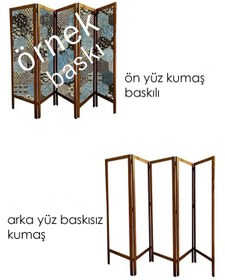 Resim Modacanvas 5 Kanat Masif Ahşap Kumaş Paravan 