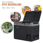 Resim Tc21-18 Çift Kapaklı 50 Litre Taşınabilir Araç Buzdolabı 12v/24v/220v Uyumlu 