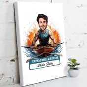 Resim Karikatürlü En Başarılı Erkek Kürekçi Kanvas Tablo 