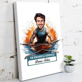 Resim Karikatürlü En Başarılı Erkek Kürekçi Kanvas Tablo 