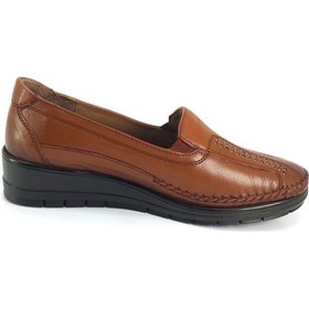 Resim Forelli Moriza Deri Anatomik Günlük Bayan Ayakkabı-taba 