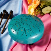 Resim Hanplate 15.24 cm 11 not çelik dil davulu C Majör vurmalı çalgı Handpan Davul Çanta, Davul Tokmaları ve Müzik Kitabı ile, müzik konseri ruhsal şifa yoga meditasyonu eğlence için kullanılır 
