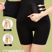 Resim Kadın Yüksek Bel Thigh Sıkıstır Shapewear Şortlar - Naylon ve Spandeks Knit Kumaş, Düz Renk, Vücut Şekillendirme Sıkıştırma İç Giyim (1 Adet) 