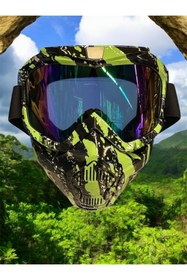 Resim SARİSSA BİSİKLET Tex 710 Jet Maske Bisiklet Motosiklet Kayak Çok Amaçlı Maske Mor Camlı Gözlük Yeşil Siyah 
