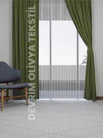 Resim Devrim Olivya Tekstil Lüks 1. Sınıf Özel Dikim Yeşil Blackout Işık Geçirmez Fon Perde Ekstraforlu Karartma Blackout Yeşil 