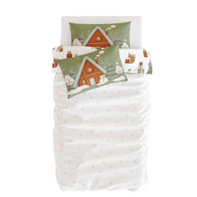 Resim Snowy Çift Taraflı Pamuk Saten Çok Renkli Çocuk Nevresim Seti 140x200cm 