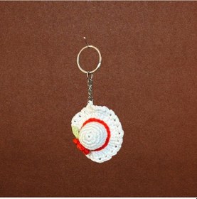 Resim Uretti - Tuğba 9352 El Yapımı Örgü Çiçek Detaylı Şapka Model Anahtarlık Beyaz 