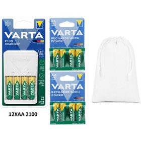 Resim Varta Plug Şarj Cihazı+12x2100mAh AA Şarjlı Kalem+ÇANTA 
