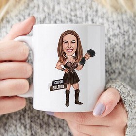 Resim Güçlü ve Karizmatik Kadın Karikatürlü Kupa Bardak 