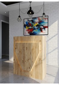 Resim Resital Ledli Karşılama Bankosu G-90 Cm Ofis Kasa Resepsiyon Masası Banko-001-6-6 