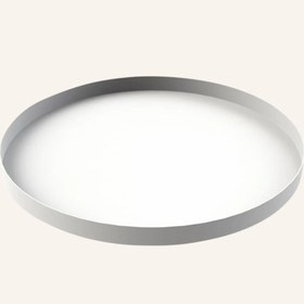 Resim Yuvarlak Metal Tepsi, 30 cm, Mat Bitişli, Yüksek Kenarlı - Beyaz 