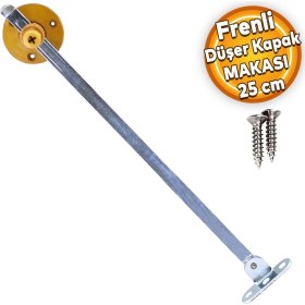 Resim Badem10 Düşer Kapak Makası Frenli Dolap Çekmece Metal 25 cm Sessiz Açma Kapama Amortisör Piston Açık Kahve Bar 